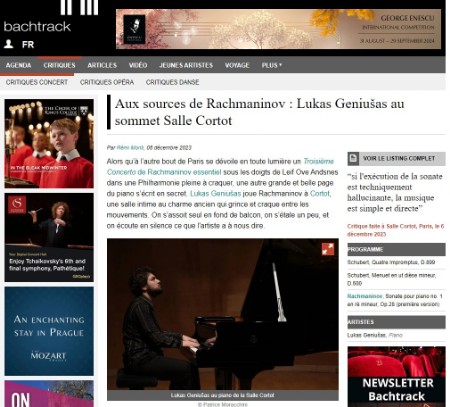 Aux sources de Rachmaninov : Lukas Geniušas au sommet Salle Cortot - bachtrack 8 déc 2023